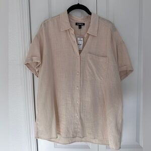 NWT Express Cream Casual Button Down Shirt - Size M